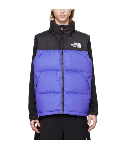 The North Face Nuptse Zipper Down Vest In Blue