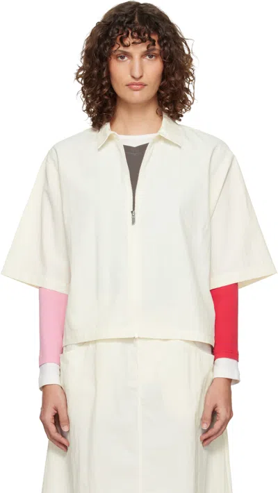 The North Face Off-white Tnf Red Box Nylon Short-sleeve Shirt In Neutral