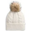 The North Face Oh Mega Faux Fur Pom Beanie In White Dune