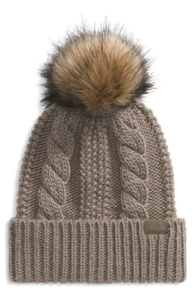 The North Face Oh Mega Faux Fur Pompom Beanie In Brown
