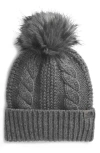 The North Face Oh Mega Faux Fur Pompom Beanie In Tnf Medium Grey Heather