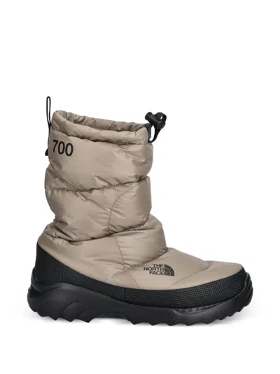 The North Face Padded Drawstring Boots In Gray