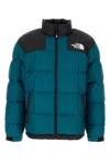 The North Face Mens Lhotse Brand-embroidery Regular-fit Shell-down Jacket Midnight Petrol Xl In Green