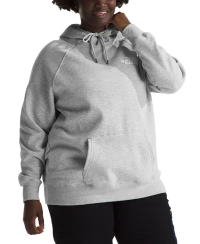 The North Face Plus Size Box Long-sleeve Logo Hoodie In Tnf Light Grey Heather,tnf Black