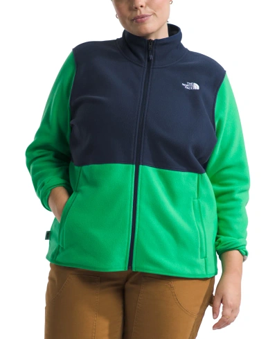 The North Face Plus Size Colorblocked Alpine Polartec Jacket In Summit Navy,optic Emerald