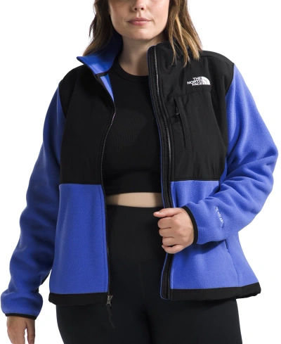 The North Face Plus Size Denali Zip-front Long-sleeve Jacket In Solar Blue,tnf Black