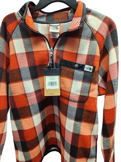 The North Face Print Gordon Lyons 1/4 Zip Jacket In Orange Plaid In Multi