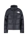 The North Face Quilted Black Down Coat With Removable Hood And Adjustable Features In Blue