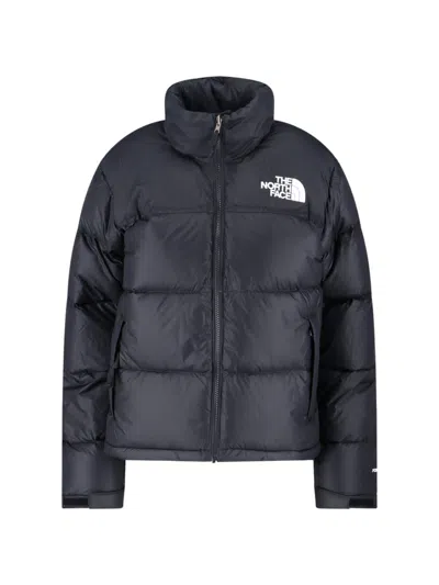 The North Face Quilted Black Down Coat With Removable Hood And Adjustable Features In Blue