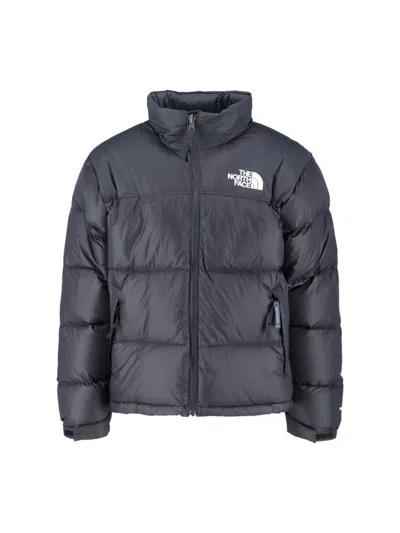 THE NORTH FACE QUILTED BLACK DOWN JACKET WITH HIGH COLLAR AND DETACHABLE HOOD