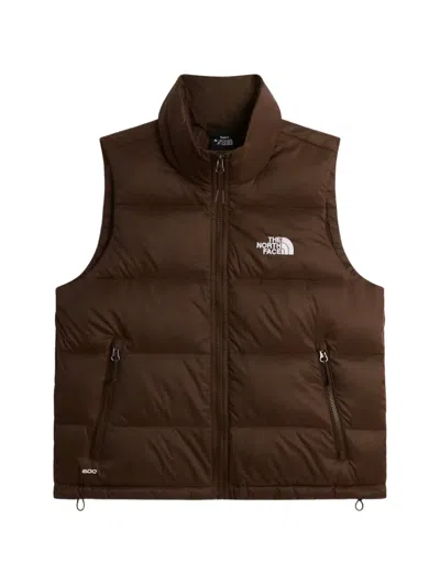 The North Face Quilted Logo-print Gilet In Brown