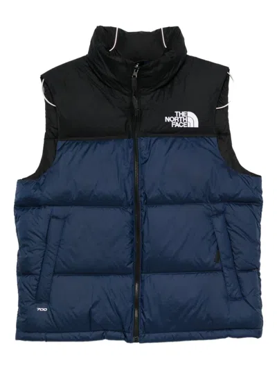 The North Face Quilted Zip-up Vest In Blue