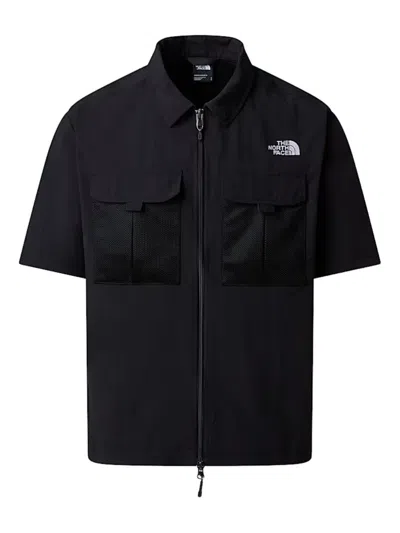 The North Face Zip-front Short-sleeve Shirt Jacket In Blue