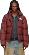 The North Face Red 1996 Retro Nuptse Down Jacket In Burgundy