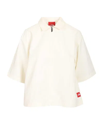 The North Face Red Box Zip Short-sleeve Top In White