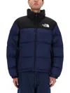 The North Face Padded High-collar Down Jacket With Detachable Hood In Blue
