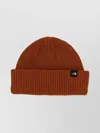 The North Face Ribbed Texture Hat Folded Cuff In Brown
