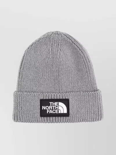 The North Face Ribbed Texture Hat Folded Cuff In Gray