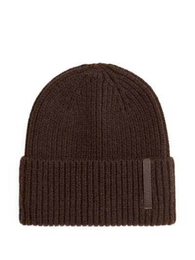 The North Face Ribbed-knit Beanie Hat In Brown