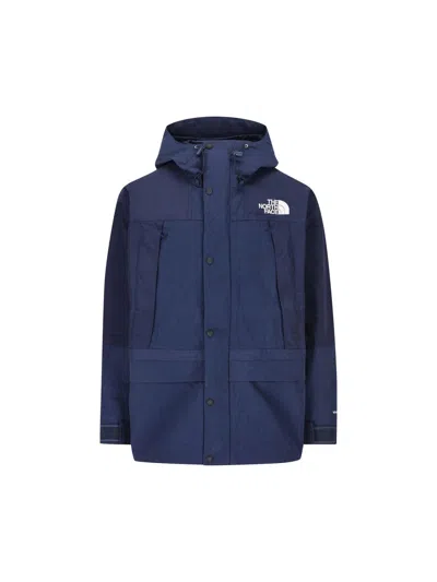 The North Face Ripstop Mountain Logo Embroidered Hooded Jacket In Blue