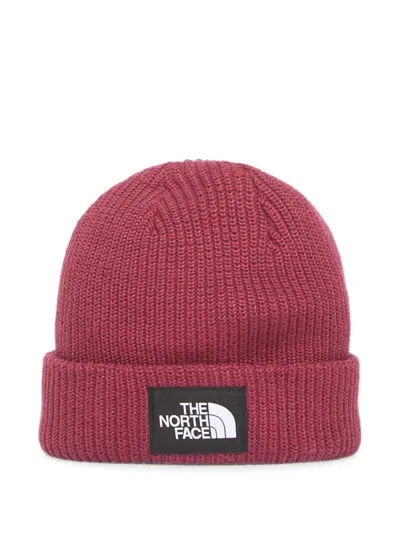 The North Face Salty Logo-patch Beanie Hat In Pink