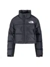 The North Face Short Down Jacket With Detachable Hood And Embroidered Logos In Black