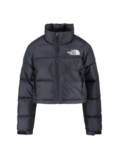 THE NORTH FACE SHORT DOWN JACKET WITH DETACHABLE HOOD AND EMBROIDERED LOGOS