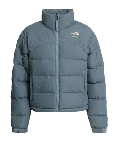 The North Face Short Down Jacket With Zip Closure In Blue