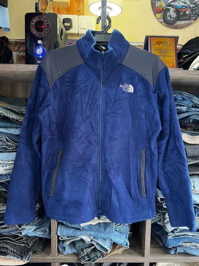 Pre-owned The North Face Shoulder Patch  Zipper Fleece Jackets In Blue