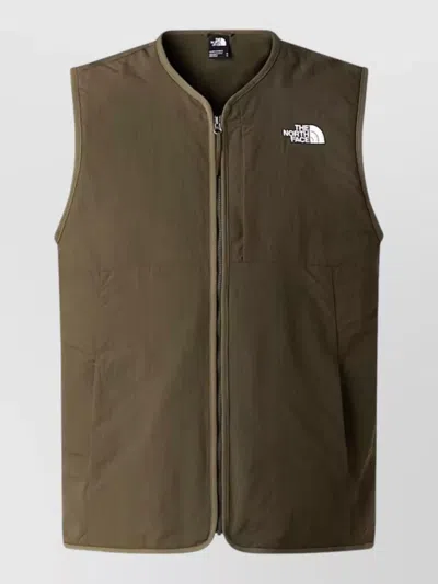 The North Face Silk Nylon Sleeveless Jacket Two Pockets In Green