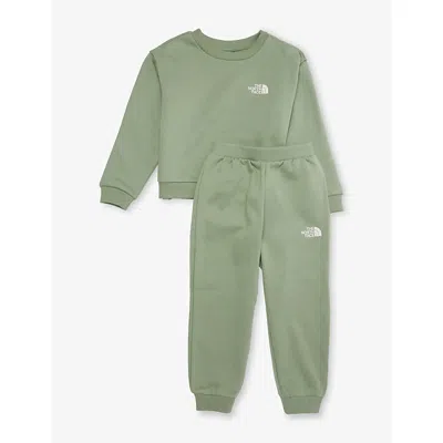 The North Face Kids' Slate Moss Tnf Tech Cotton-jersey Fleece Two-piece Set 2-6 In Green