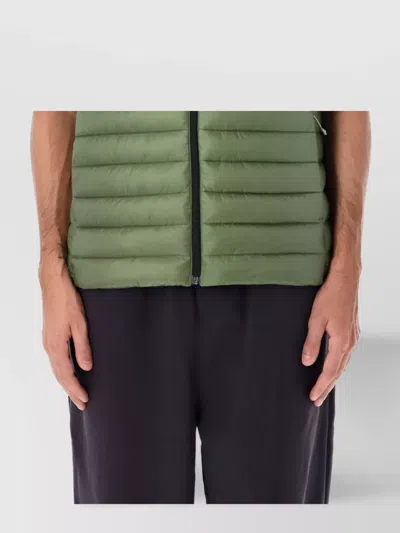 The North Face Sleeveless Padded High Collar Jacket In Green
