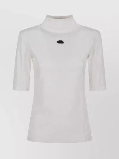 The North Face Slim Fit Mock Neck T-shirt With 3/4 Sleeves In White