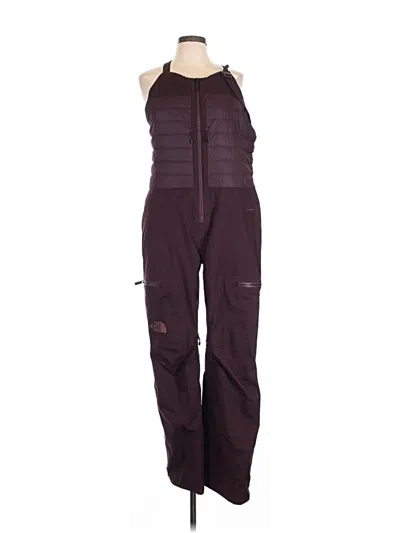 Pre-owned The North Face Snow Pants With Bib In Burgundy