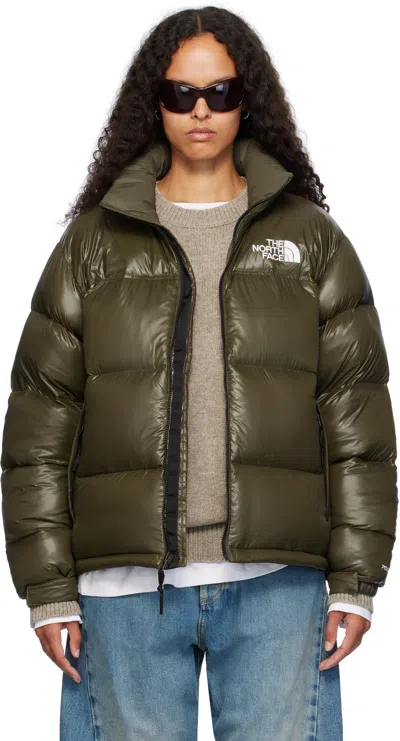 The North Face Ssense Exclusive Khaki 1996 Retro Shine Nuptse Down Jacket In 39b New Taupe Green-