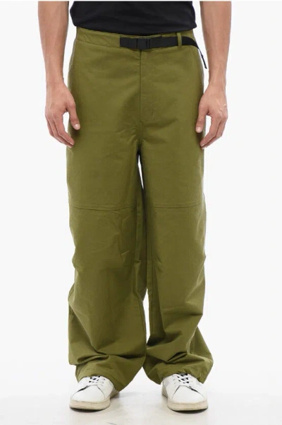 The North Face Stretch Fabric Pants With Integrated Belt And Drawstring Hem In Green
