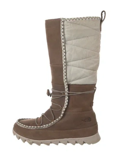 Pre-owned The North Face Suede Colorblock Pattern Lace-up Boots In Brown