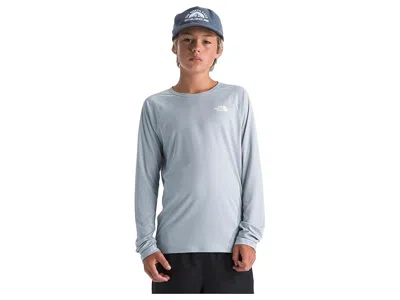 The North Face Sunriser Long Sleeve T-shirts (little Kid/big Kid) Boy's Clothing Frost Grey : Xl (14-16 Big Kid), P In Gray