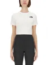 The North Face Womens Cropped Slim-fit Cotton-jersey T-shirt White In White