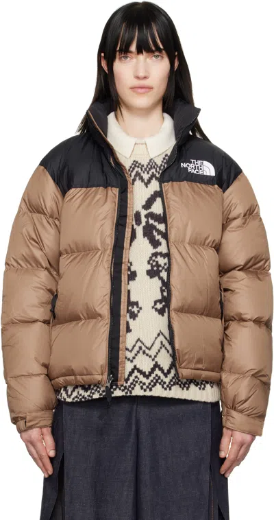 The North Face Tan1996 Retro Nuptse Down Jacket In 58w Latte/tnf Black