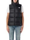 The North Face Womens Tnf Black 1996 Retro Nuptse Hooded Shell-down Vest Xs In Black