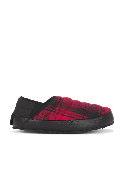 The North Face Thermoball Traction Mule In Tnf Red Yarn Dye Plaid & Tnf Black