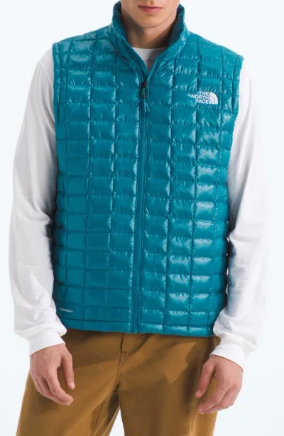 The North Face Thermoball Windproof Water Repellent Packable Quilted Vest In Blue