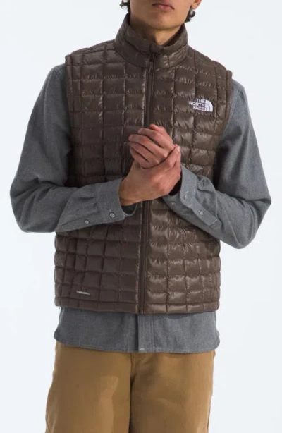 The North Face Thermoball Windproof Water Repellent Packable Quilted Vest In Gold
