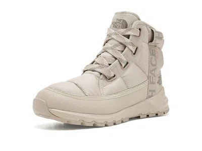 The North Face Thermoballtm Lace-up Luxe Wp Women's Cold Weather Boots Timeless Taupe/garnet Red: 6 B - Medium, Lea In Neutral