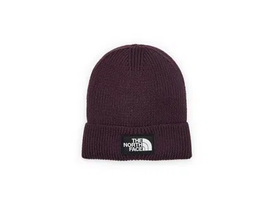 The North Face Tnf Logo Box Cuffed Beanie Caps Deep Burgundy, Polyester In Purple