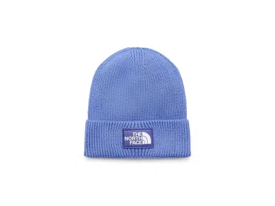 The North Face Tnf Logo Box Cuffed Beanie Caps Indigo Wonder, Polyester In Blue