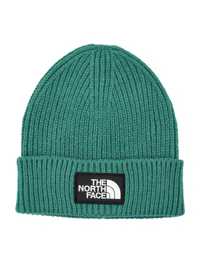 The North Face Tnf Logo Box Cuffed Beanie In Green