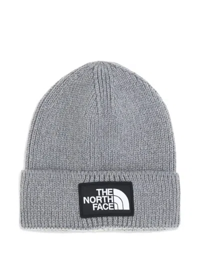 The North Face Tnf Logo Box Cuffed Beanie In Gray