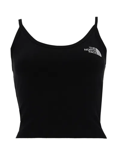 The North Face Logo Embroidered Cropped Tank Top In Black